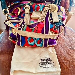 Coach Multicolor Shoulder Bag with Gold Details